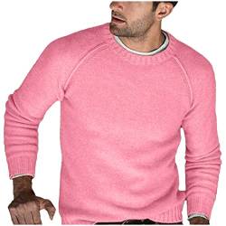 Strickpullover Herren Stretch Bequeme Strickpullover Herren Feinstrick Pulli Warm Sweater Bequem und Weich Sweatshirt Arbeitspullover Männer Rosa XL von Generic