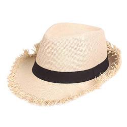 Strohhut Herren und Damen, geflochten und ausgefranst, Sommerhut Damen und Herren, Sonnenhut, Strandhut, Hawaii Hut - ideal für den Urlaub am Strand, Garten oder Sommer Partys von Generic