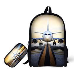 Studenten-Rucksack, 43,2 cm, Büchertasche, 3D-Flugzeug-Druck, für Alter 6–15 Jahre, Teenager, Mädchen, Jungen, Kinder, Airplane4, One size von Generic