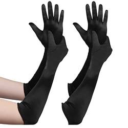 Suuwwn 1920 Handschuhe für Damen,2 Stück Abendhandschuhe Satin Handschuhe Ellenbogen HandschuhLang Opernhandschuhe Tanzhandschuhe für Halloween Karneval Fasching Fest Party Frauen Mädchen von Generic