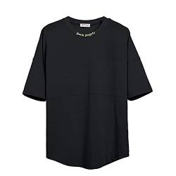 T Shirt Herren, Mode T-Shirt Tshirt Herren Oversized Tshirt Herren, Streetwear Lang Tops Tshirt Herren Oversize T-Shirts Für Herren, Lose Sommer Oberteile Tshirt Herren Schwarz von Generic