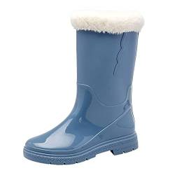 TOPEREUR Gefütterte Gummistiefel Damen Halbhoch Wasserdicht Regenstiefel Rutschfeste Regenstiefel Gartenschuhe Winterstiefel Warme Stiefel Blau 38 von Generic