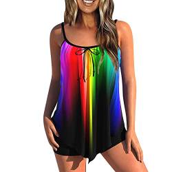 Tankini Damen Bauchweg Bademode Set Damen Freizeit Tankini Badeanzug Zweiteiler Tankinis Set Sommer Elegant Badeanzüge für Damen Tankini Oberteil mit Badeshorts von Generic