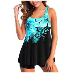 Tankini Damen Bauchweg Bademode Set Zweiteilig Badeanzug Strand Schwimmanzug Swimsuits Bikini Tank Top Shorts Oberteile und Badeshorts von Generic