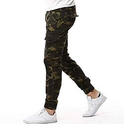 Tarnhose Herren Lange Camouflage Hose Bundeswehr Stil Armeegrün Baumwolle Gemütliche Verschleißfest Cargohose Mehrere Taschen Reißverschlussleiste Geeignet für Alltagskleidung Größe:29,30,32,34,36,38 von Generic