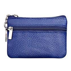 Taschen Ledermünze für Frauen Geldbörse mit Reißverschluss Geldbörse Zwei Geldbörsen Damen Eva (Blue, One Size) von Generic
