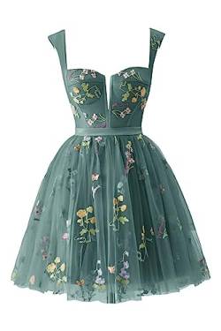Teens Blumenstickerei Heimkehr Kleider Mini Tüll Abschlussballkleid Eine Linie Rückenfreie formelle Abendparty Prinzessin Kleid von Generic