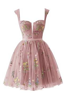 Teens Blumenstickerei Heimkehr Kleider Mini Tüll Abschlussballkleid Eine Linie Rückenfreie formelle Abendparty Prinzessin Kleid von Generic