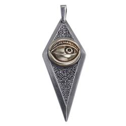 Teufelsauge-Anhänger-Halskette für Herren, Altes Ägypten Gothic Devil's Eye S925 Sterling Silber Halskette,Silber,Anhänger + Kette 70cm von Generic