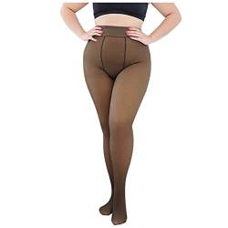 Thermo Strumpfhose Große Größen Damen Strumpfhose Gefütterte Thermostrumpfhose Damen Strumpfhosen Warm Fleece Thermo Damen Verdickte Leggings Frauen Plüschstrümpfe Hohe Taille, Schwarz von Generic