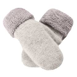 Thermohandschuhe für Damen, Winterhandschuhe, warme Handschuhe, mit Fleece gefütterte Strickhandschuhe, elastische Bündchen, gestrickte, warm gefütterte Handschuhe Lederhandschuhe für (A, One Size) von Generic