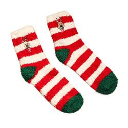 Thermosocken Unisex Weihnachtssocken Christmas Socks Weihnachtsmotiv Weihnachten Festlicher Baumwolle Socken Mix Design für Damen und Herren, Flauschige Kuschelsocken(Yellow,One Size) von Generic