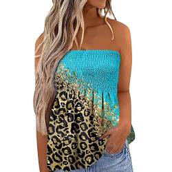 Top Damen Bandeau Tunika Tank Top Mode Strapless Sommer Sexy Tube Boho Gefaltet Plissee Volant Frauen Bustier Trägerlos Schulterfrei Casual Loose Sommertop Oberteile Bluse Shirt Weste Tops von Generic