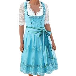 Trachten-Kleid Dirndl Damen 3 TLG, Midi für Oktoberfest, mit Schürze und Bluse von Generic