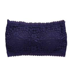 Trägerlose BHs für Frauen Keine Pads Brust Lift Nahtloser Minimizer BH Weich Damen Verstellbar Boobtube Tops Vollständige Abdeckung Alltag BH Dehnbar Bandeau Tube Top BHs Kleid BH, dunkelblau, von Generic