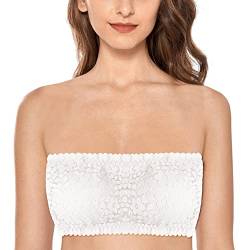 Trägerlose BHs für Frauen Keine Pads Brust Lift Nahtloser Minimizer BH Weich Damen Verstellbar Boobtube Tops Vollständige Abdeckung Alltag BH Dehnbar Bandeau Tube Top BHs Kleid BH, weiß, Einheitsgröße von Generic