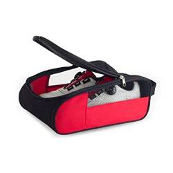 Tragbare Golf Schuhe Tasche Outdoor Reise Schuhe Organizer Atmungsaktive Sportschuhe Taschen Outdoor Reißverschluss Tragen Taschen Golfschuhe Reißverschluss Tragetasche für, Black Red, Three piece von Generic