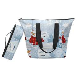 Tragetasche und kleines Lunchpaket-Set,winterlicher Schneemann,Umhängetasche für Damen Lunchbox und Handtasche von Generic