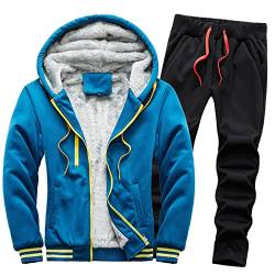 Trainingsanzug Herren, Jogginganzug Herren Sportanzug Freizeitanzug Fitnessanzug Männer Jogging Anzug Baumwolle Oversize Teddy Fleece Jacke Plüsch Sweatjacke und Lang Hose Sport Tracksuit von Generic