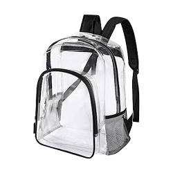 Transparenter Rucksack für Herren und Damen, robuster PVC-Kunststoff, transparent, lässiger Rucksack, Schulrucksack, durchsichtig, Büchertaschen für Teenager, Mädchen, Jungen, Schwarz #6, A von Generic