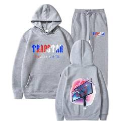 Trapstar Anzug Trapstar Anzug Herren Jogginganzug Oversized Damen Freizeitanzug Lässiger Frauenanzug Streetwear Hoodie Trainingsanzug Damen Jogginganzug Damen Winter Jogginganzug Herren-Graus von Generic