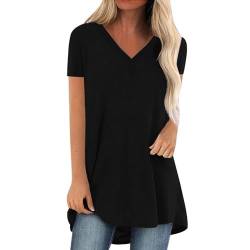 Tshirt Damen, Damen Oberteile Sommer Tshirt Kurzarm Bluse Lässige Oberteile Pullover T-Shirt Einfarbiges Basic Shirt Rundhals Kurzarm Sommer Tops Lockere All-Match Tunika Bluse Laufshirt Sportshirt von Generic