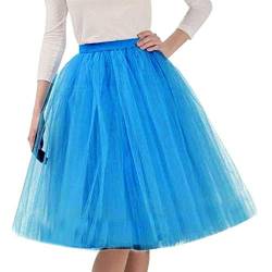 Tüllrock Damen, Tüllrock Damen Karneval Lang Minirock Petticoat Unterrock Tütü Damen Ballettrock Hosenrock Tanzkleid Party Tüllrock Tutu Tüll Rock Faltenrock Ballettrock, (Sky Blue-b, One Size) von Generic