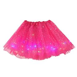 Tüllrock Damen Tütü Rock Tüllrock Party Midirock Tutu Rock Dehnbaren Tutu Rock Erwachsene Ballettrock Tüllrock für Party Ballett Tanzen Faschingskostüme Kleidung Rock Kurze (#B-Hot Pink, One Size) von Generic