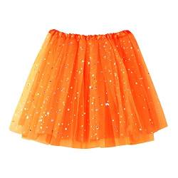 Tüllrock Damen Tütü Rock Tüllrock Party Midirock Tutu Rock Dehnbaren Tutu Rock Erwachsene Ballettrock Tüllrock für Party Ballett Tanzen Faschingskostüme Kleidung Rock Kurze Hose (#C-Orange, One Size) von Generic