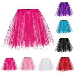 Tüllrock Damen Tütü Rock Tüllrock Party Midirock Tutu Rock Dehnbaren Tutu Rock Erwachsene Ballettrock Tüllrock für Party Ballett Tanzen Faschingskostüme Kleidung Rock Kurze Hose (#D-Red, One Size) von Generic