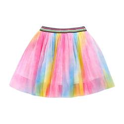 Tüllrock Kinder Ballettrock Regenbogen Minirock Prinzessin Tanzkleid Mädchen Tüll Tanz Röcke für Kinder Tutu Röcke Mädchen Tutu Tüll Sterne Funkelnde Pailletten Ballett Rock von Generic