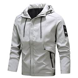 Übergangsjacke Herren Kapuzenjacke Leichte Jacke Softshelljacke Regenjacke Funktionsjacke Winddicht Wasserdicht Sportjacke Herbst Jacke Windbreaker Freizeit Outdoor Weiß 7XL von Generic