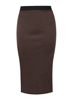 Unbranded Damen Midi-Bleistiftrock, einfarbig, figurbetont, Stretch-Jersey, Bürorock, Größe 36-54 Gr. 46-48, braun von Generic