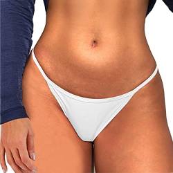 Unterhosen Damen Unsichtbarer Tief Sitzender String Damen Bauchkontrolle Strings Set Damen Panty Bio Baumwolle Atmungsaktive String Thong Tanga Frauen Weich Pantys (H-White, S) von Generic