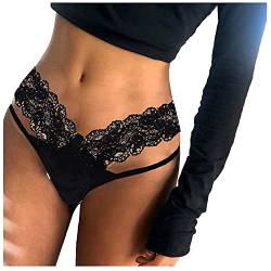 Unterhosen Damen Unsichtbarer Tief Sitzender String Damen Bauchkontrolle Strings Set Damen Panty Bio Baumwolle Atmungsaktive String Thong Tanga Frauen Weich Pantys (b-Black, S) von Generic