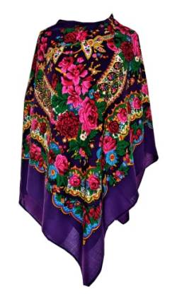 Violett Damen Schal Tuch Umschlagtuch 100% Wolle, mit Paisley und Blumen hochwertige Stola - sehr hohe Qualität 85cm x 85cm von Generic