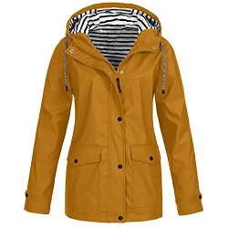 Warme Mäntel Damen Plus Jacke Outdoor Winddicht Kapuze Solid Mantel Regenmantel Mantel Sweatjacke Baggy Jacken für Frauen Loose Fit, khaki, 54 von Generic