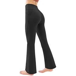 Warme Sweathose für Damen, nahtlos, einfarbig, Glocke, Buttom, Workout-Hose, Bootleg, weites Bein, ausgestelltes Bootcut, Loungehose, hohe Taille, Glockenunterteil für Damen, Baumwolle, zierliche von Generic