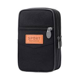 Wasser Geldbörse Tasche Farbe Münze Reißverschluss Leinwand Neutral Fashion Proof Taille Brieftasche Telefon Solide Tasche Hüfttaschen Hüfttaschen (Black, 18X5X11CM) von Generic