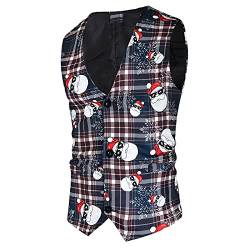 Weihnachten 2023 Pullunder Herren Slim Fit Weihnachtsweste V-Ausschnitt Einreihige Anzugweste Casual Anzug Weste Männer Smoking Kragenweste Tank Tops Große Hemden für Männer von Generic