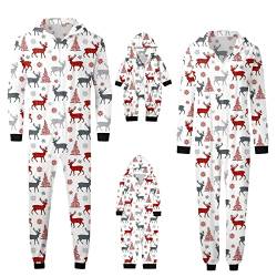 Weihnachten Familie Outfit Schneemann Drucken Langcrmliges Hoodie Herren Damen Kinder Baby Familie Einteiler Onesie Rentier Aufdruck Jumpsuit mit Reißverschluss Familien Schlafshirt Set von Generic