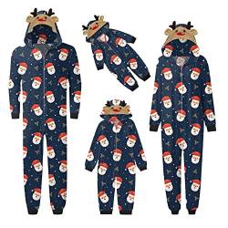 Weihnachten Pyjamas Familie Set,Damen Herren Kinder Weihnachten Onesie,Jumpsuit mit Rentier Kapuze,Christmas Pajamas Onesie Family Suit(L01,12 Monate),C64 von Generic