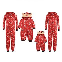 Weihnachten Pyjamas Familie Set Damen Herren Kinder Weihnachten Onesie Jumpsuit mit Rentier Kapuze Reindeer Printed One-Piece Pyjamas L05 XL C114 von Generic