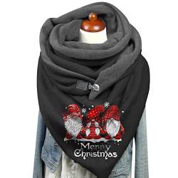 Weihnachten Schal Damen, Damen Schal Winter Warm Weich Dreieckschal Weihnachts Lustig Drucken Winterschal Herbstschal Poncho Lauschig Baumwolle Schal Weihnachten Halswärmer Dreieckstuch von Generic