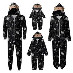 Weihnachts Schlafanzug Familie Einteiler Onesie Weihnachtspyjama Jumpsuit mit Kapuze und Reißverschluss Hausanzug für Damen Herren Kinder Schlafanzug mädchen Set Damen von Generic