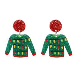 Weihnachtsohrringe, roter Pullover, Acrylohrringe, Pinguin-Weihnachtsmann-Ohrringe WhU509 (B, One Size) von Generic