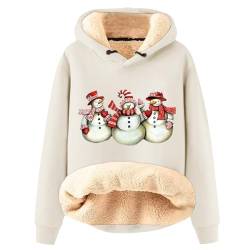 Weihnachtspullover Damen, Winterpullover Damen Warm Weihnachtshoody Pullover Sexy Weihnachts Pullover Man Lustig Kapuzenpullover Damen Weihnachten Langarmpullover Selbst Gestalten Beige,S von Generic