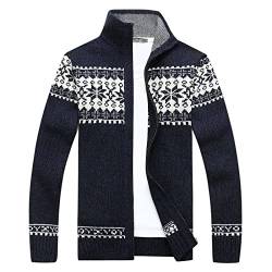 Weihnachtspullover Herren Strickjacke Rentier Lustige Winter Pullover Strick Christmas Sweater Langarm Winterpulli Rundhals Strickpulli Unisex Weihnachtsoutfit Familie Santa Heiligabend von Generic