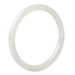 Weißer Jade-Armreif für Frauen, natürlicher 8 mm runder dünner Achat-Chalcedon-Armreif, Glücksgeschenke, mit Schmuckschatulle von Generic