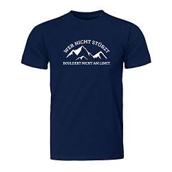 Wer Nicht stürzt bouldert Nicht am Limit bouldern, Herren T-Shirt - Fairwear -, Größe L, Navy von Generic